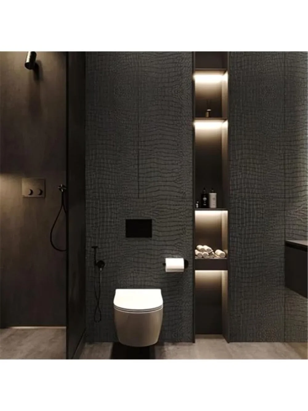 Black Peel Stick Wallpaper Crocodile Textured Vinyl Contact Paper Removable